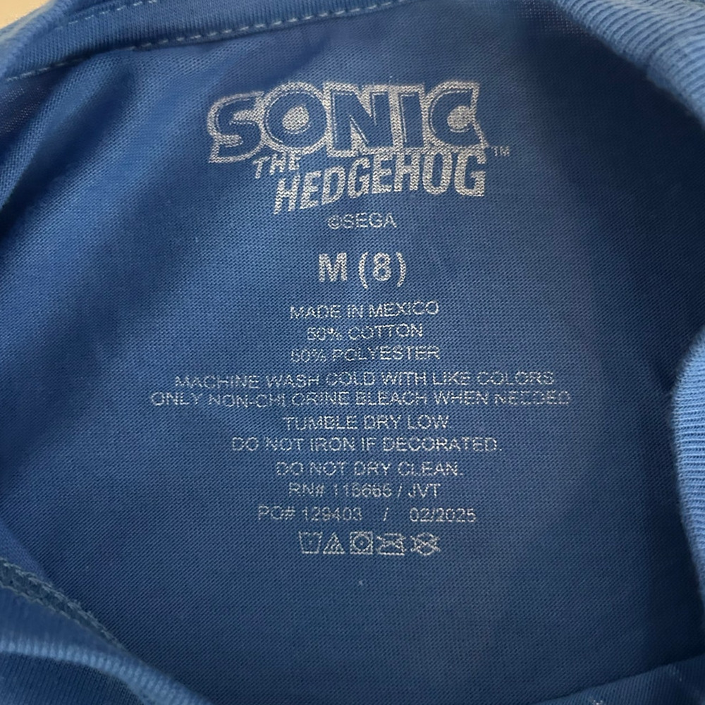 SEGA SONIC THE HEDGEHOG Graphic Tee NWT SS Blue Cotton Poly Size M (8) - Picture 4 of 4